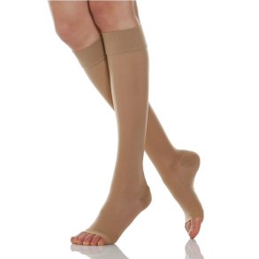 Nylon støttestrømper, åpen tå, skin, 140 Denier
