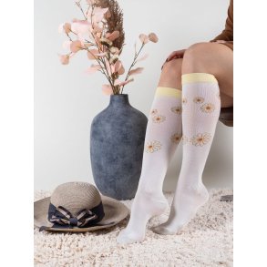 Medisinske Kompresjonsstrømper, Klasse 2, Krem med Blomster